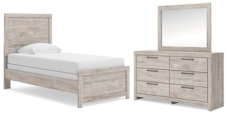 Broachmyn Gray Twin Panel Bed, Dresser and Mirror from Ashley Furniture - Luna Furniture