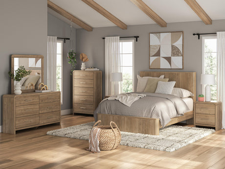 Gramburg Warm Natural Brown Queen Panel Platform Bed from Ashley Furniture - Luna Furniture