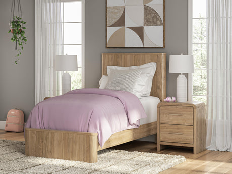 Gramburg Warm Natural Brown Twin Panel Platform Bed from Ashley Furniture - Luna Furniture