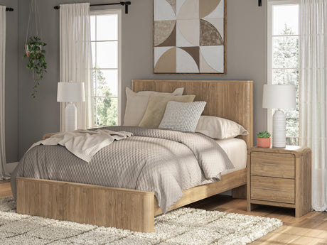 Gramburg Warm Natural Brown Queen Panel Platform Bed from Ashley Furniture - Luna Furniture