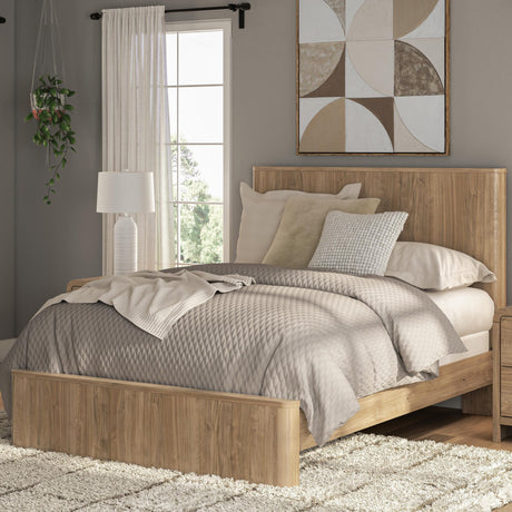 Gramburg Warm Natural Brown Queen Panel Bed from Ashley - Luna Furniture