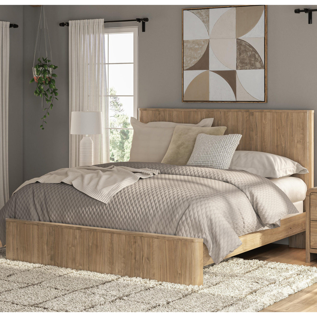 Gramburg Warm Natural Brown King Panel Bed from Ashley - Luna Furniture