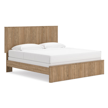 Gramburg Warm Natural Brown King Upholstered Bed from Ashley - Luna Furniture