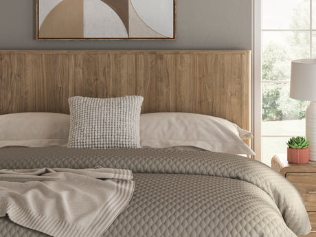 Gramburg Warm Natural Brown King Upholstered Bed from Ashley - Luna Furniture