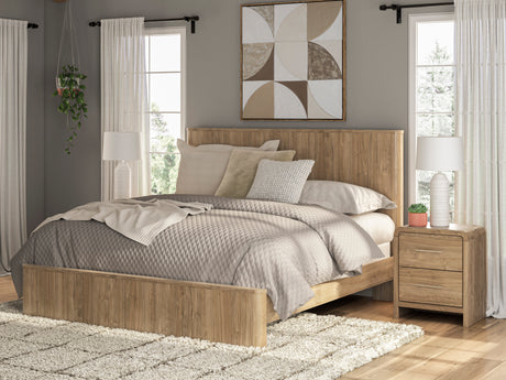 Gramburg Warm Natural Brown King Upholstered Bed from Ashley - Luna Furniture
