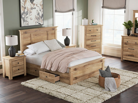 Makidern Tan Panel Storage Bedroom Set with 4 Side Drawers from Ashley - Luna Furniture