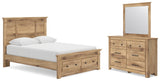 Makidern Tan Queen Panel Storage Bed, Dresser and Mirror from Ashley - Luna Furniture