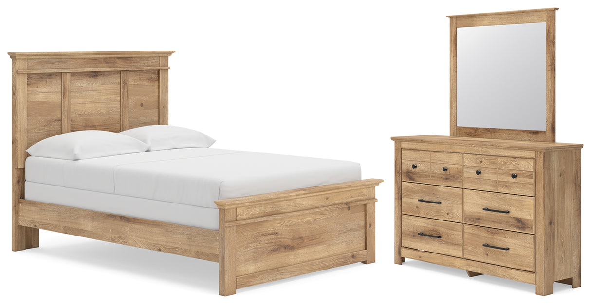 Makidern Tan Full Panel Bed, Dresser and Mirror from Ashley - Luna Furniture