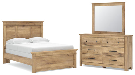 Makidern Tan Full Panel Bed, Dresser and Mirror from Ashley - Luna Furniture