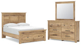 Makidern Tan Full Panel Storage Bed, Dresser and Mirror from Ashley - Luna Furniture