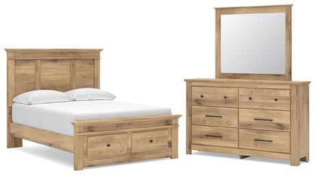 Makidern Tan Full Panel Storage Bed, Dresser and Mirror from Ashley - Luna Furniture