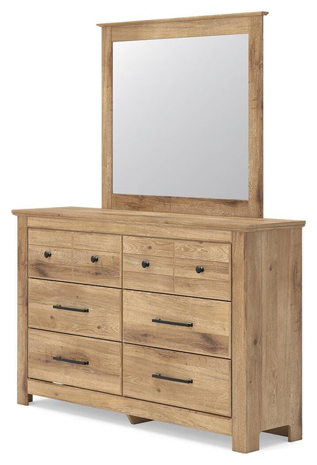 Makidern Tan Twin Panel Bed, Dresser and Mirror from Ashley - Luna Furniture