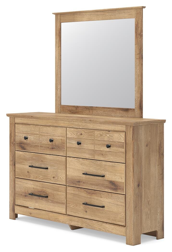 Makidern Tan Full Panel Bed, Dresser and Mirror from Ashley - Luna Furniture