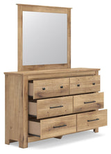 Makidern Tan Queen Panel Storage Bed, Dresser and Mirror from Ashley - Luna Furniture