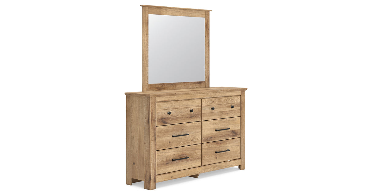 Makidern Tan Queen Panel Bed, Dresser and Mirror from Ashley - Luna Furniture