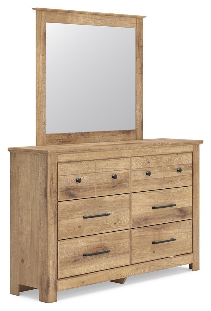 Makidern Tan Queen Panel Bed, Dresser and Mirror from Ashley - Luna Furniture