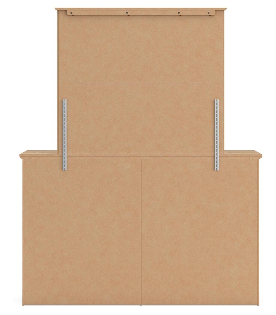 Makidern Tan Full Panel Storage Bed, Dresser and Mirror from Ashley - Luna Furniture