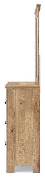 Makidern Tan Queen Panel Bed, Dresser and Mirror from Ashley - Luna Furniture