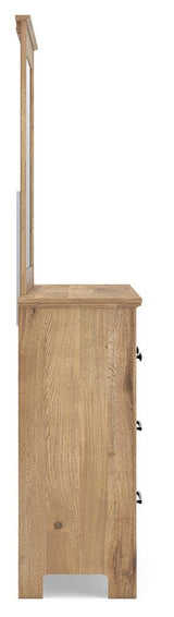 Makidern Tan Twin Panel Bed, Dresser and Mirror from Ashley - Luna Furniture