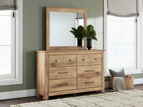 Makidern Tan Full Panel Storage Bed, Dresser and Mirror from Ashley - Luna Furniture