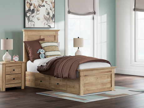 Makidern Tan Storage Youth Panel Bedroom Set with 4 Side Drawers from Ashley - Luna Furniture