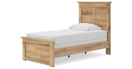 Makidern Tan Twin Panel Bed, Dresser and Mirror from Ashley - Luna Furniture