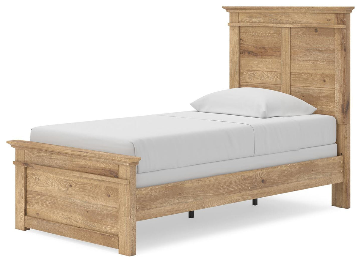 Makidern Tan Twin Panel Bed, Dresser and Mirror from Ashley - Luna Furniture