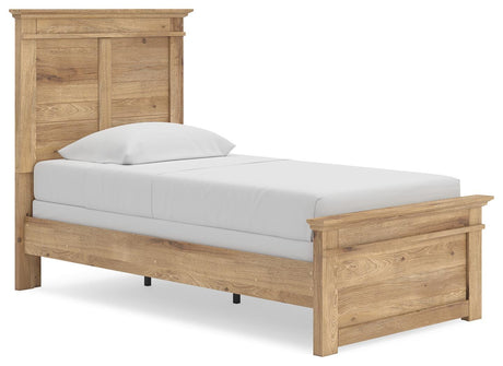 Makidern Tan Twin Panel Bed, Dresser and Mirror from Ashley - Luna Furniture