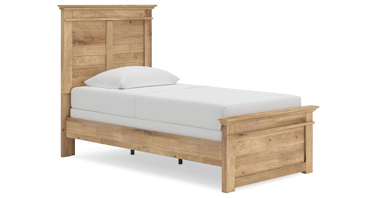 Makidern Tan Twin Panel Bed, Dresser and Mirror from Ashley - Luna Furniture