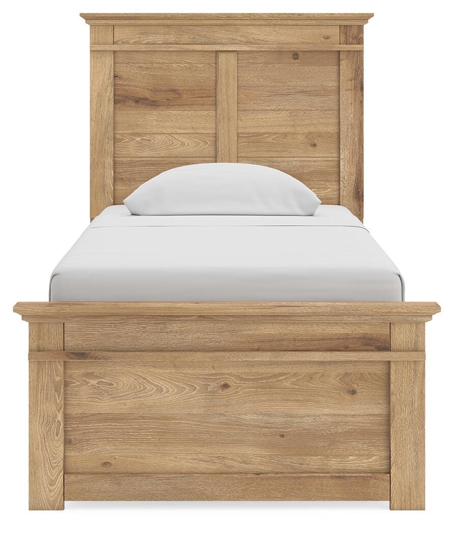 Makidern Tan Twin Panel Bed, Dresser and Mirror from Ashley - Luna Furniture