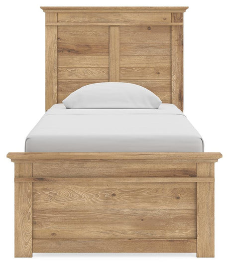 Makidern Tan Twin Panel Bed, Dresser and Mirror from Ashley - Luna Furniture