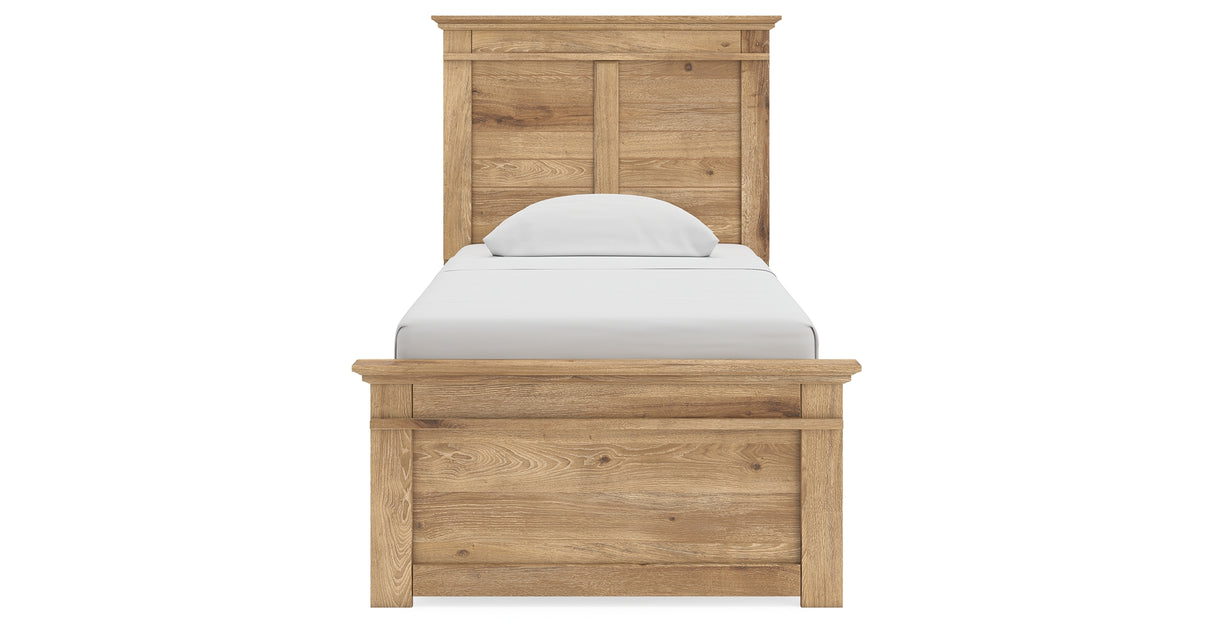 Makidern Tan Twin Panel Bed, Dresser and Mirror from Ashley - Luna Furniture