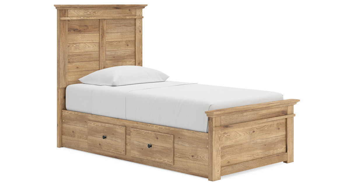 Makidern Tan Twin Panel Storage Bed from Ashley Furniture - Luna Furniture