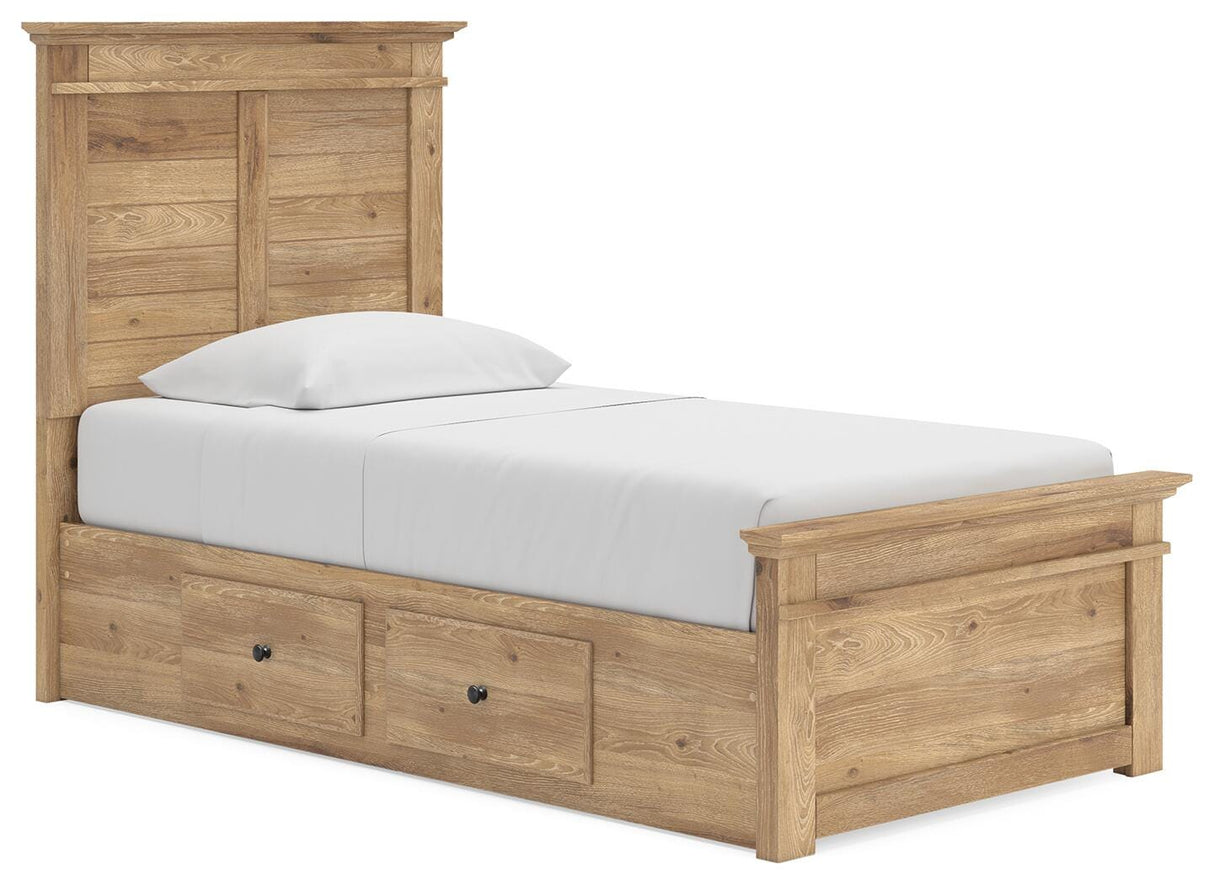 Makidern Tan Twin Panel Storage Bed from Ashley Furniture - Luna Furniture