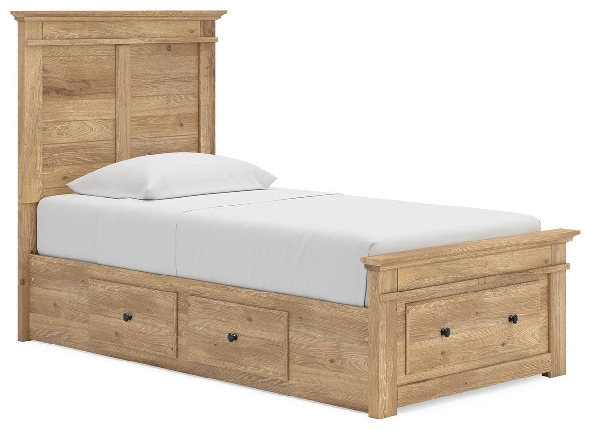 Makidern Tan Twin Panel Storage Bed from Ashley - Luna Furniture