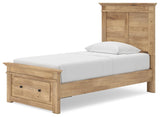 Makidern Tan Twin Panel Storage Bed, Dresser and Mirror from Ashley - Luna Furniture