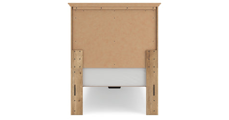 Makidern Tan Twin Panel Storage Bed, Dresser and Mirror from Ashley - Luna Furniture