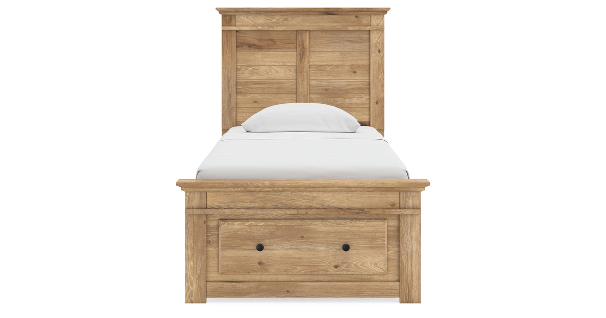 Makidern Tan Twin Panel Storage Bed, Dresser and Mirror from Ashley - Luna Furniture