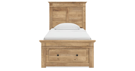 Makidern Tan Twin Panel Storage Bed, Dresser and Mirror from Ashley - Luna Furniture