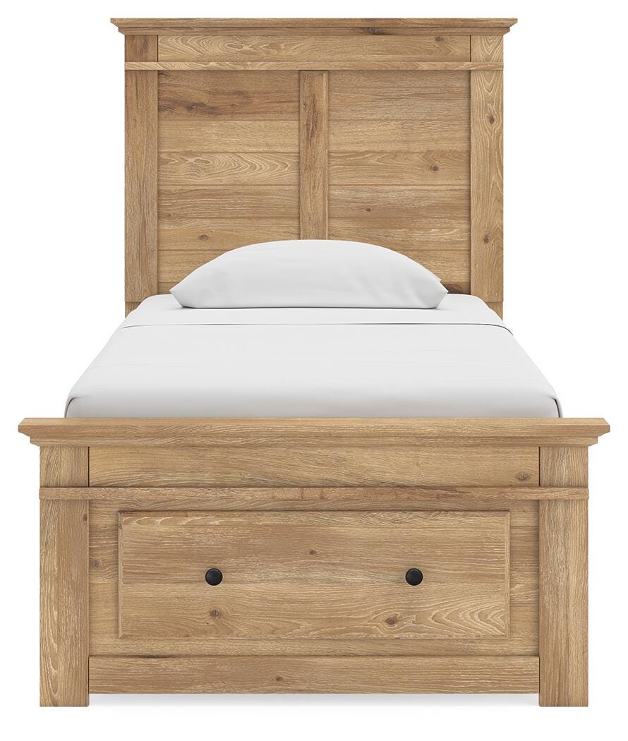 Makidern Tan Twin Panel Storage Bed, Dresser and Mirror from Ashley - Luna Furniture