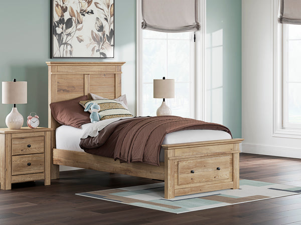 Makidern Tan Twin Panel Storage Bed