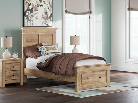 Makidern Tan Twin Panel Storage Bed, Dresser and Mirror from Ashley - Luna Furniture