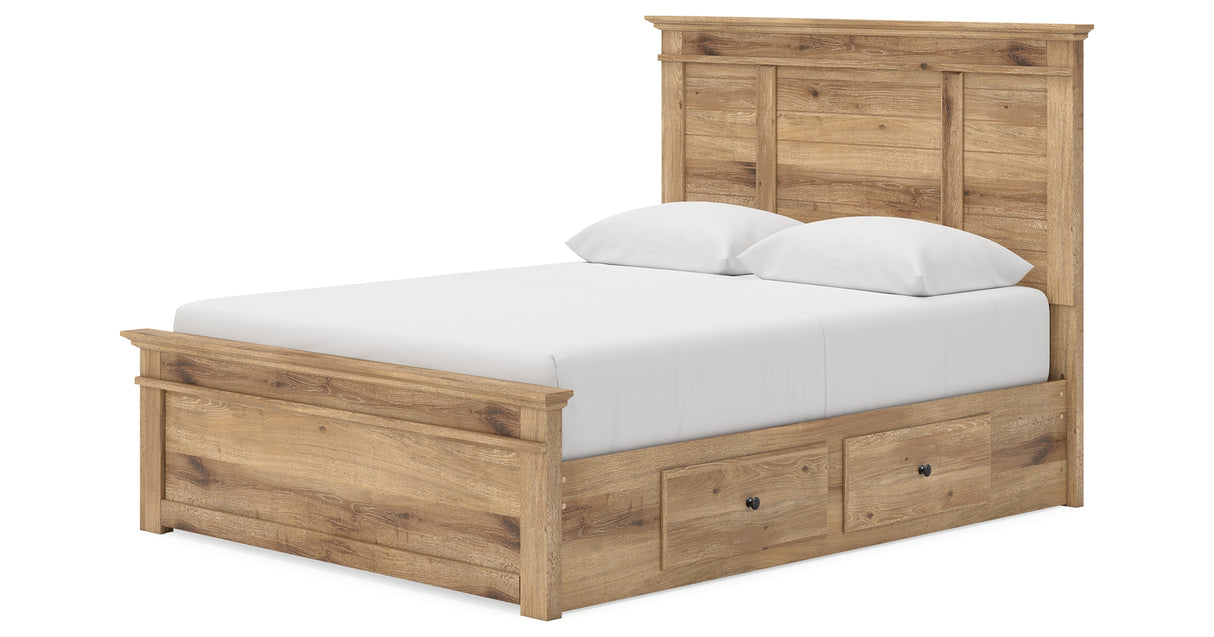 Makidern Tan Queen Panel Storage Bed from Ashley Furniture - Luna Furniture