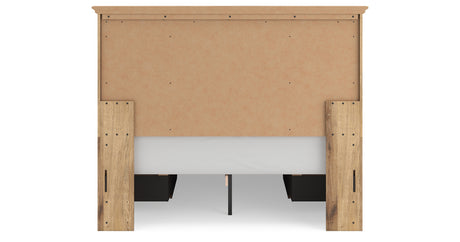 Makidern Tan Queen Panel Bed with Storage, Dresser and Mirror from Ashley - Luna Furniture