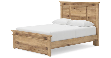 Makidern Tan Queen Panel Bed with Storage, Dresser and Mirror from Ashley - Luna Furniture