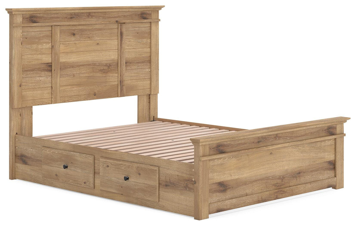 Makidern Tan Queen Panel Storage Bed from Ashley Furniture - Luna Furniture
