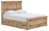 Makidern Tan Queen Panel Storage Bed from Ashley Furniture - Luna Furniture