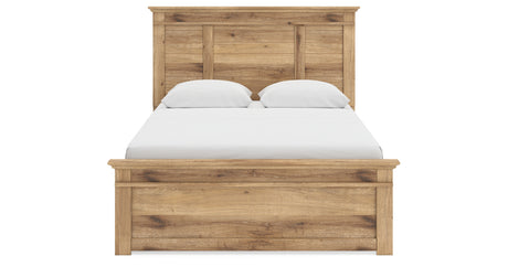 Makidern Tan Queen Panel Bed with Storage, Dresser and Mirror from Ashley - Luna Furniture