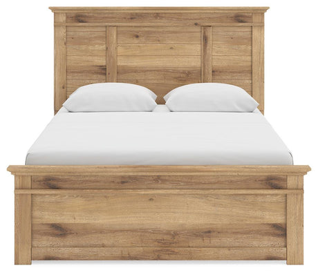 Makidern Tan Queen Panel Bed with Storage, Dresser and Mirror from Ashley - Luna Furniture