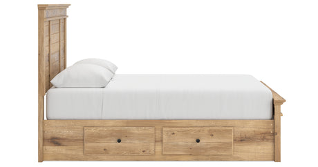 Makidern Tan Queen Panel Bed with Storage, Dresser and Mirror from Ashley - Luna Furniture